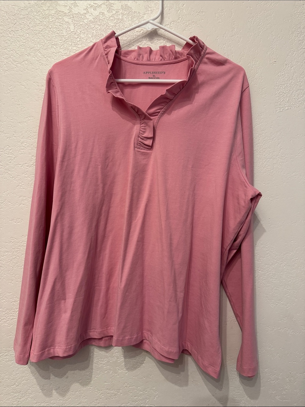 Appleseed's Pink Ruffle-Neck Long Sleeve Tee - Picture 9 of 15